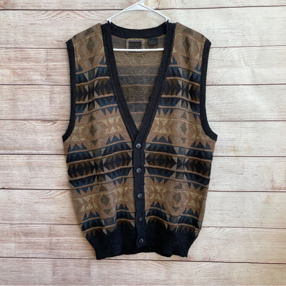 VINTAGE PAOLO CONTI‎ WOOL BLEND ECLECTIC GRANDPA VEST